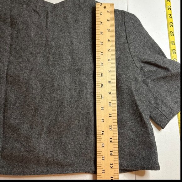 Anthropologie Elevenses Grey Wool Bolero Short Pleated Capelet Jacket Sz 2 - Picture 11 of 11